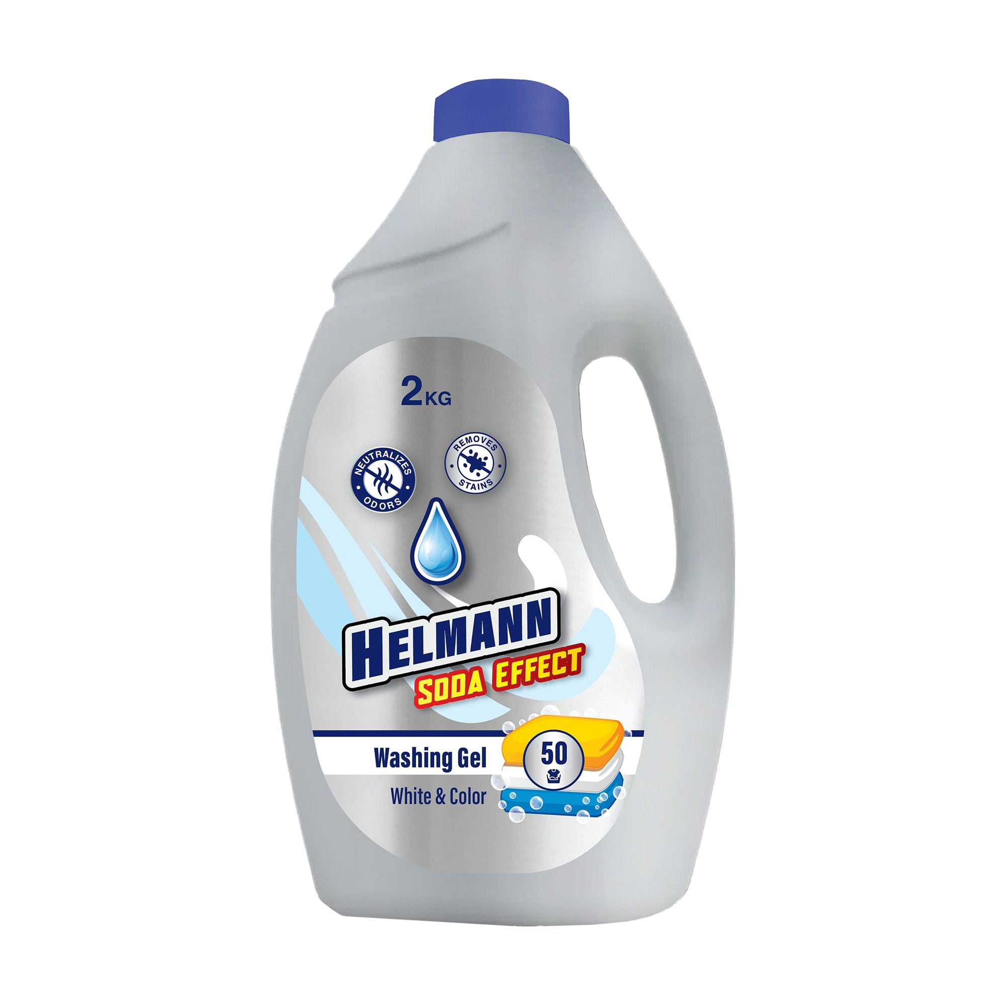 Рідкий засіб для прання Helmann Soda Effect для білих та кольорових речей, 50 циклів прання, 2 кг